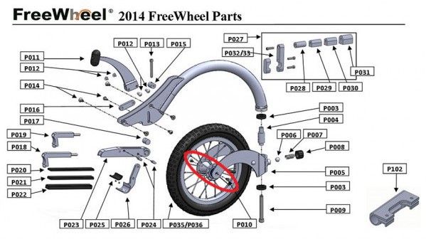 PIÈCE DÉTACHÉE FREEWHEEL P010 VIS AXE DE ROUE