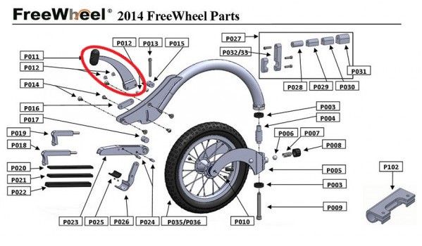 PIÈCE DÉTACHÉE FREEWHEEL P011 POIGNÉE