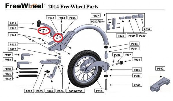 PIÈCE DÉTACHÉE FREEWHEEL P012 VIS POIGNÉE